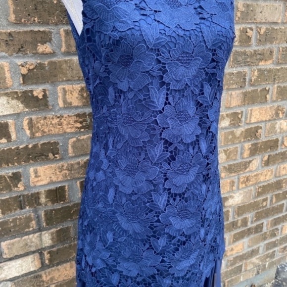 NEW Eliza J Blue Crochet Floral Overlay Dress - Size 4 - Special Occasions - Picture 6 of 7